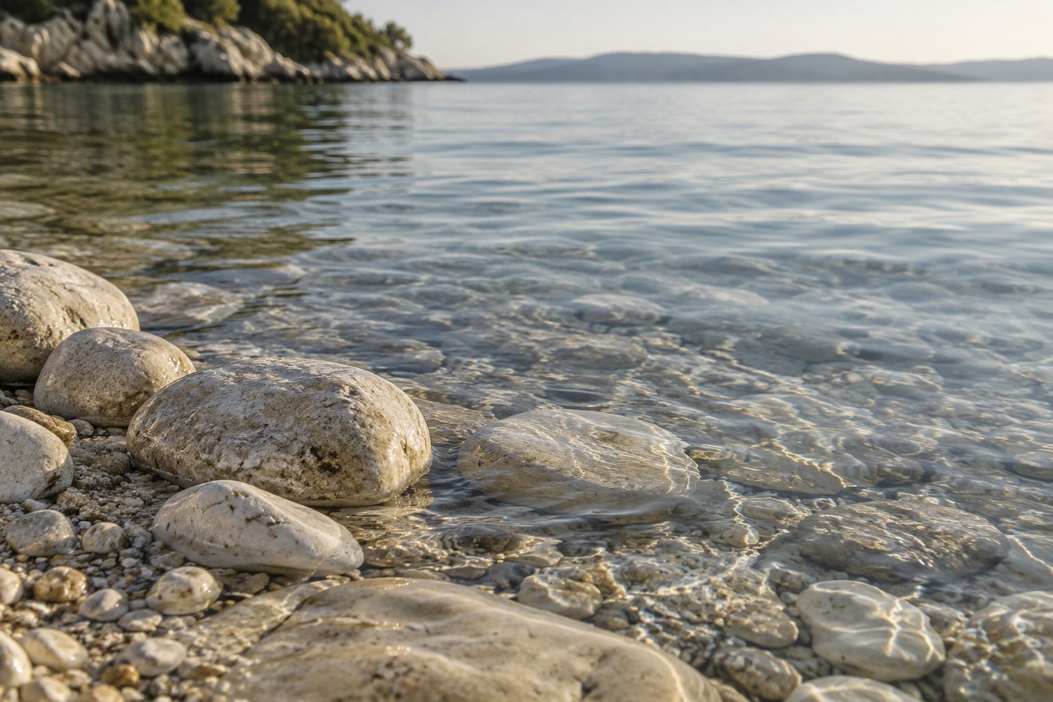Светлые камни у прозрачной воды